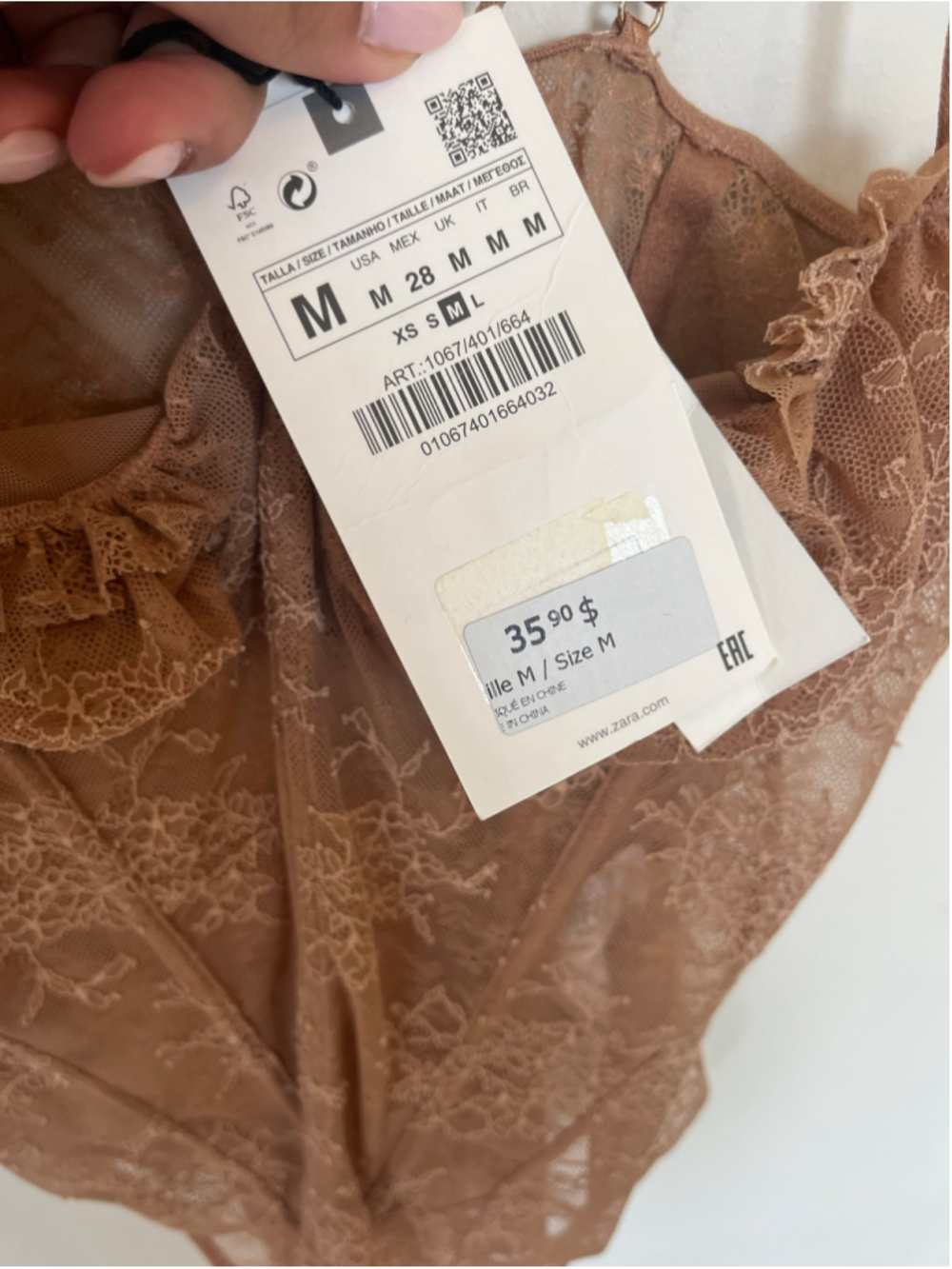 Zara Lace Bodysuit Beige Tan Festival Going Out Sheer Lingerie Frills Ruffles - Picture 5 of 8